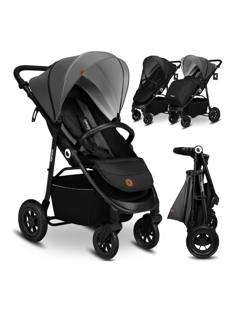 Poussette tout terrain LIONELO Natt - Grand roues gonflables - Légère & pliable - Jusqu'à 22 kg Gris - Kiabi