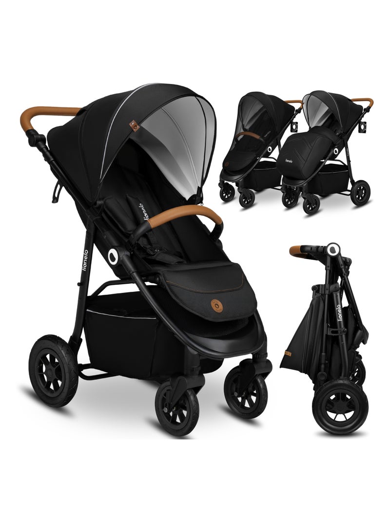 Poussette tout terrain LIONELO Natt - Grand roues gonflables - Légère & pliable - Jusqu'à 22 kg Noir - Kiabi