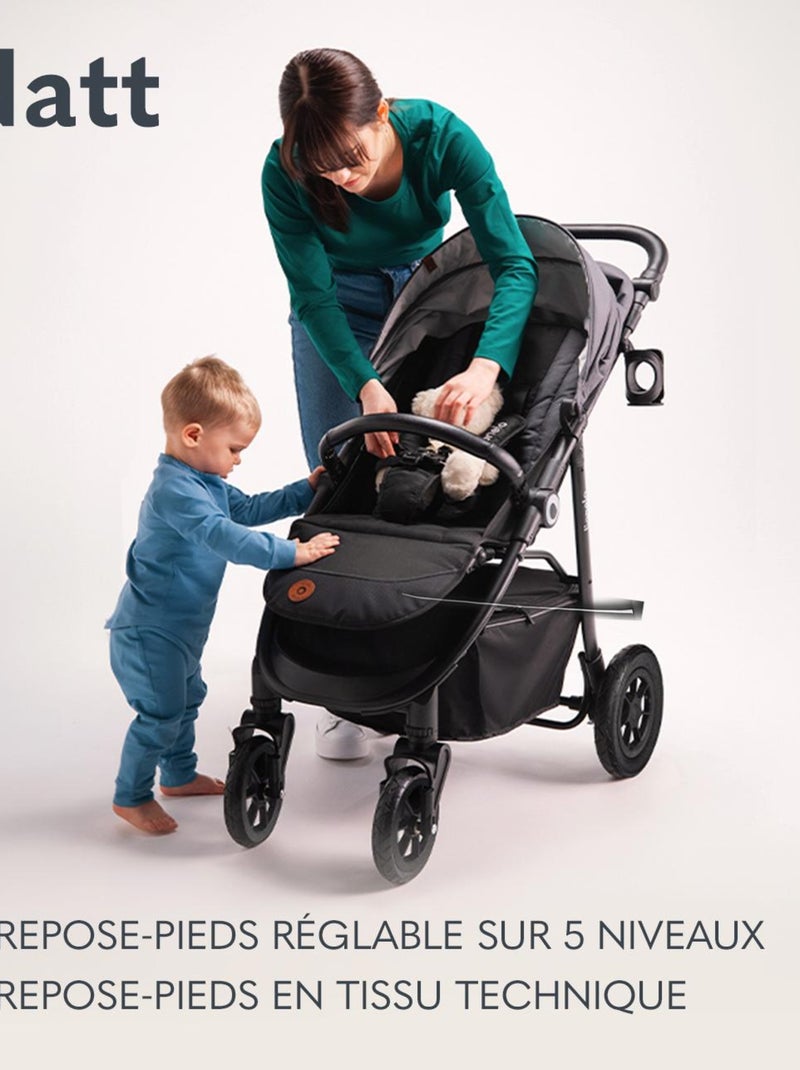 Poussette tout terrain LIONELO Natt - Grand roues gonflables - Légère & pliable - Jusqu'à 22 kg Noir - Kiabi