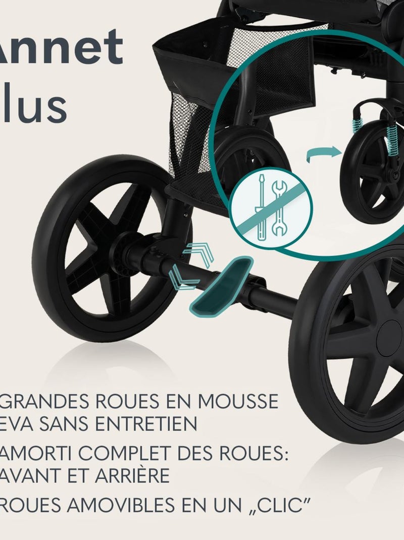 Poussette tout terrain LIONELO Natt - Grand roues gonflables - Légère & pliable - Jusqu'à 22 kg Noir - Kiabi