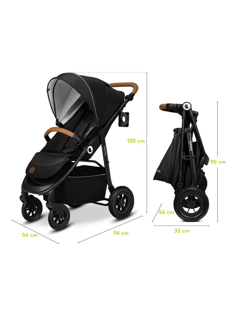 Poussette tout terrain LIONELO Natt - Grand roues gonflables - Légère & pliable - Jusqu'à 22 kg Noir - Kiabi