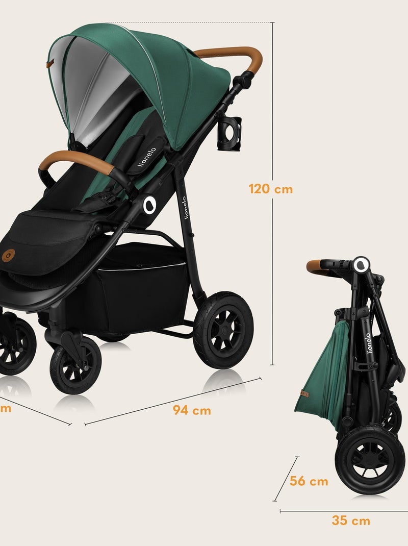 Poussette tout terrain LIONELO Natt - Grand roues gonflables - Légère & pliable - Jusqu'à 22 kg Vert - Kiabi