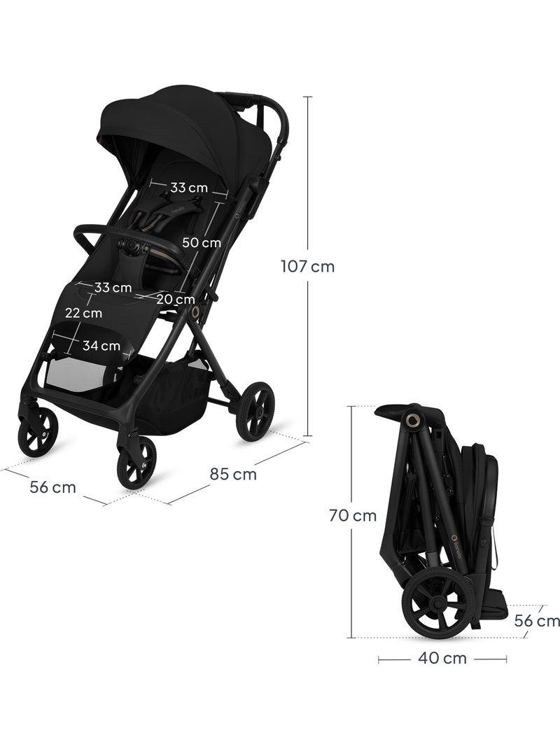 Poussette tout terrain LIONELO Tansi - Roues GravelTech - Amortissements - Légère - Pliage à une mai Noir - Kiabi