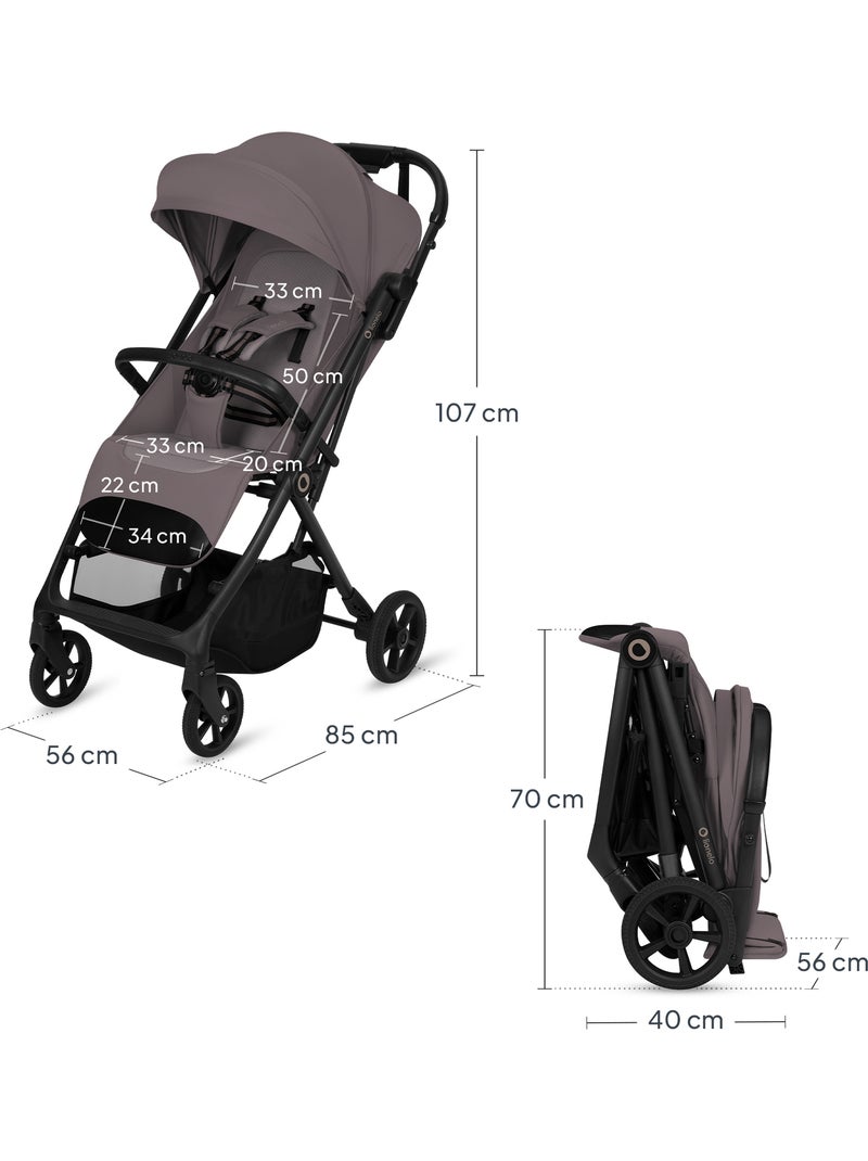 Poussette tout terrain LIONELO Tansi - Roues GravelTech - Amortissements - Légère - Pliage à une mai Taupe - Kiabi