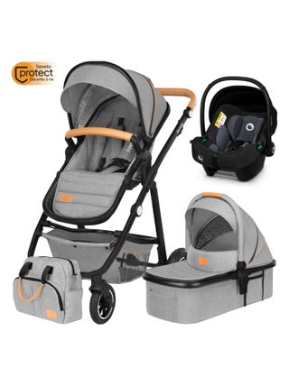 Poussette Trio LIONELO Amber 3en1 - 0-22kg - Pack poussette, nacelle, siège auto et accessoires