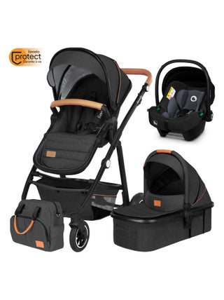 Poussette Trio LIONELO Amber 3en1 - 0-22kg - Pack poussette, nacelle, siège auto et accessoires
