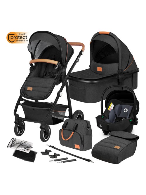 Poussette Trio LIONELO Amber 3en1 - 0-22kg - Pack poussette, nacelle, siège auto et accessoires - Kiabi