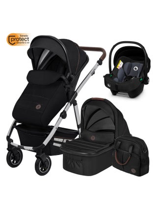 Poussette Trio LIONELO Amber 3en1 - 0-22kg - Pack poussette, nacelle, siège auto et accessoires