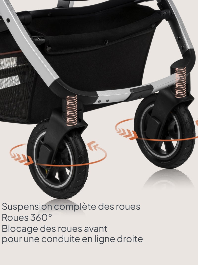 Poussette Trio LIONELO Amber 3en1 - 0-22kg - Pack poussette, nacelle, siège auto et accessoires Noir Argenté - Kiabi