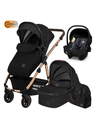 Poussette Trio LIONELO Amber 3en1 - 0-22kg - Pack poussette, nacelle, siège auto et accessoires