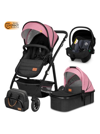 Poussette Trio LIONELO Amber 3en1 - 0-22kg - Pack poussette, nacelle, siège auto et accessoires
