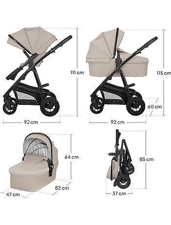 Poussette Trio LIONELO Bianka - Jusqu'? 22kg - Pack poussette, nacelle, si?ge auto et accessoires
