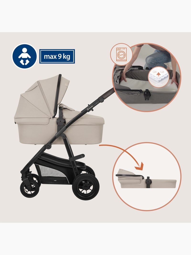 Poussette Trio LIONELO Bianka - Jusqu'? 22kg - Pack poussette, nacelle, si?ge auto et accessoires Beige - Kiabi