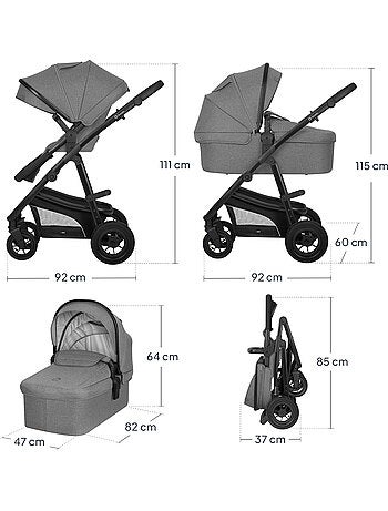 Poussette Trio LIONELO Bianka - Jusqu'? 22kg - Pack poussette, nacelle, si?ge auto et accessoires