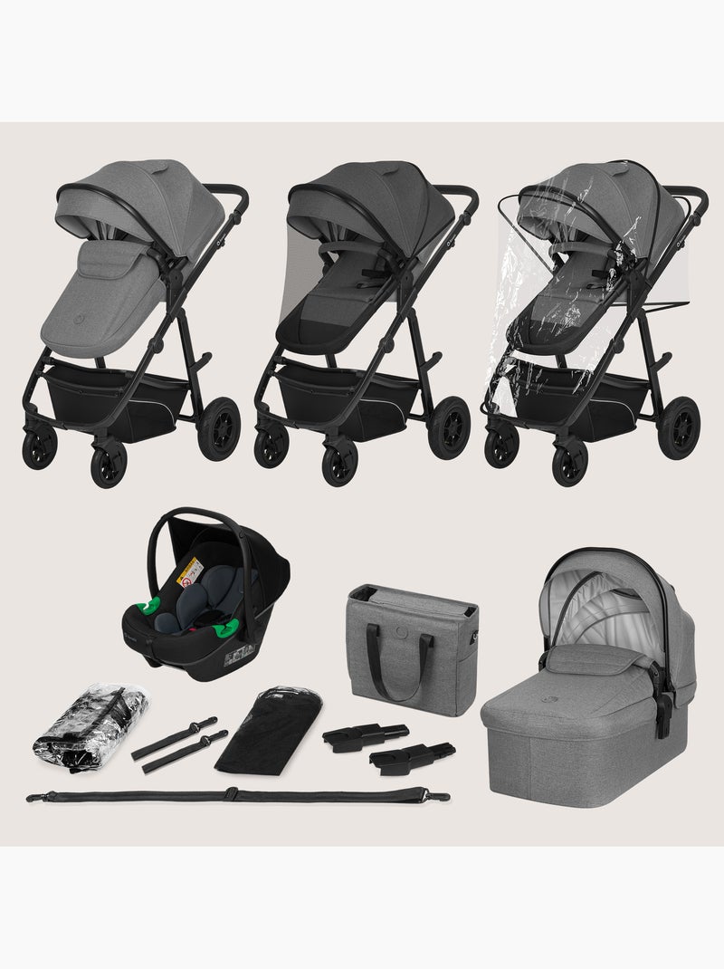 Poussette Trio LIONELO Bianka - Jusqu'? 22kg - Pack poussette, nacelle, si?ge auto et accessoires Gris Noir - Kiabi