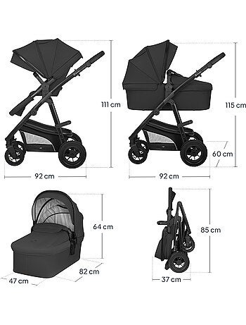 Poussette Trio LIONELO Bianka - Jusqu'? 22kg - Pack poussette, nacelle, si?ge auto et accessoires