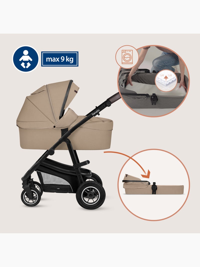 Poussette Trio LIONELO Bianka - Jusqu'à 22kg - Pack poussette, nacelle, siège auto et accessoires Beige - Kiabi