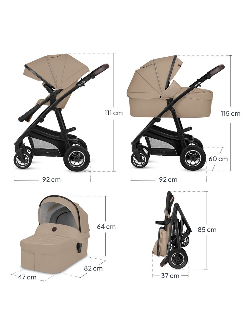 Poussette Trio LIONELO Bianka - Jusqu'à 22kg - Pack poussette, nacelle, siège auto et accessoires Beige - Kiabi