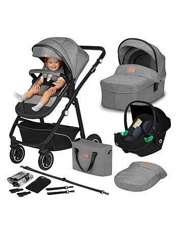 Poussette Trio LIONELO Bianka - Jusqu'à 22kg - Pack poussette, nacelle, siège auto et accessoires