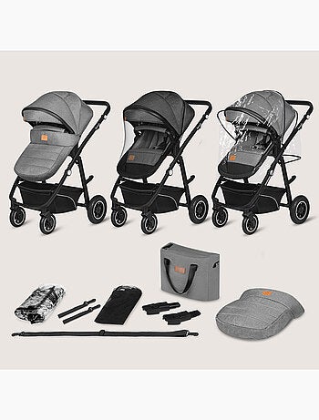 Poussette Trio LIONELO Bianka - Jusqu'à 22kg - Pack poussette, nacelle, siège auto et accessoires
