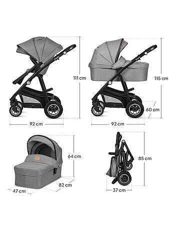 Poussette Trio LIONELO Bianka - Jusqu'à 22kg - Pack poussette, nacelle, siège auto et accessoires