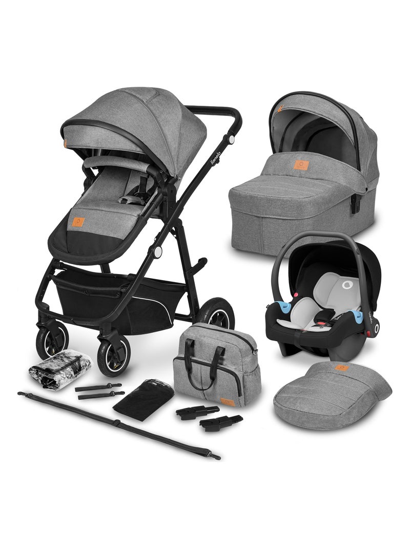 Poussette Trio LIONELO Bianka - Jusqu'à 22kg - Pack poussette, nacelle, siège auto et accessoires Gris Noir - Kiabi