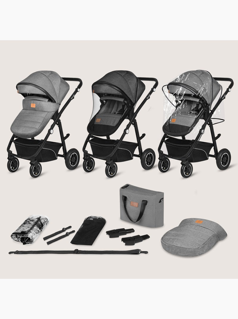 Poussette Trio LIONELO Bianka - Jusqu'à 22kg - Pack poussette, nacelle, siège auto et accessoires Gris Noir - Kiabi