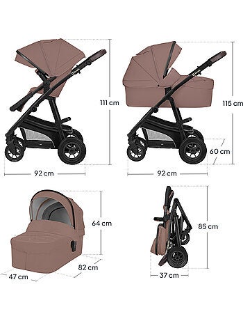 Poussette Trio LIONELO Bianka - Jusqu'à 22kg - Pack poussette, nacelle, siège auto et accessoires