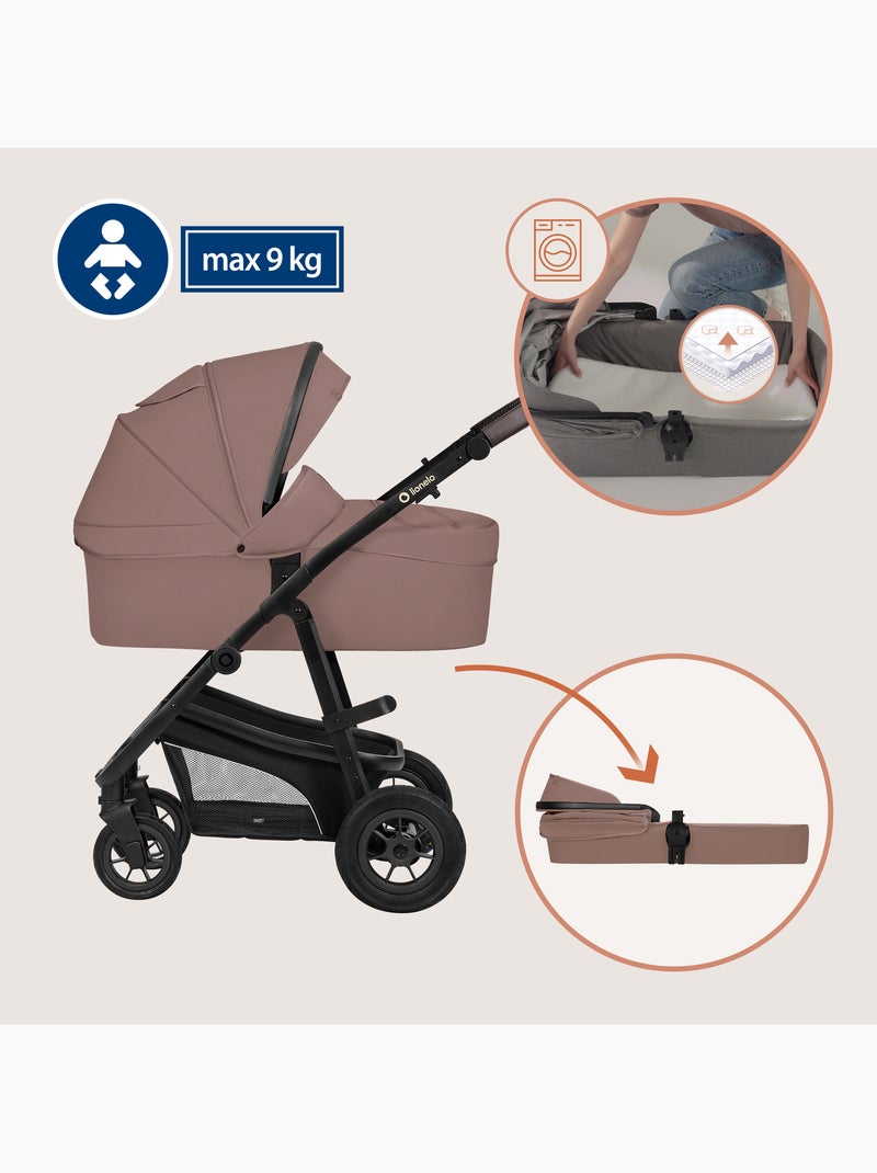 Poussette Trio LIONELO Bianka - Jusqu'à 22kg - Pack poussette, nacelle, siège auto et accessoires Marron - Kiabi