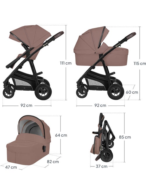 Poussette Trio LIONELO Bianka - Jusqu'à 22kg - Pack poussette, nacelle, siège auto et accessoires - Kiabi