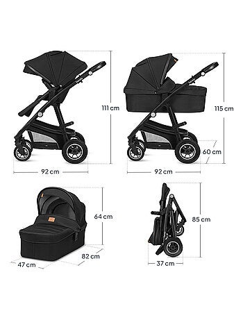 Poussette Trio LIONELO Bianka - Jusqu'à 22kg - Pack poussette, nacelle, siège auto et accessoires