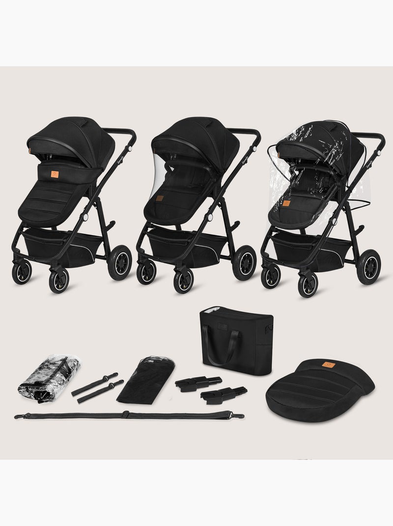 Poussette Trio LIONELO Bianka - Jusqu'à 22kg - Pack poussette, nacelle, siège auto et accessoires Noir - Kiabi