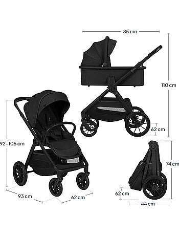 Poussette 3en1 LIONELO Layla - Pack poussette, Nacelle, Cosi et Accessoires - Jusqu'à 22kg