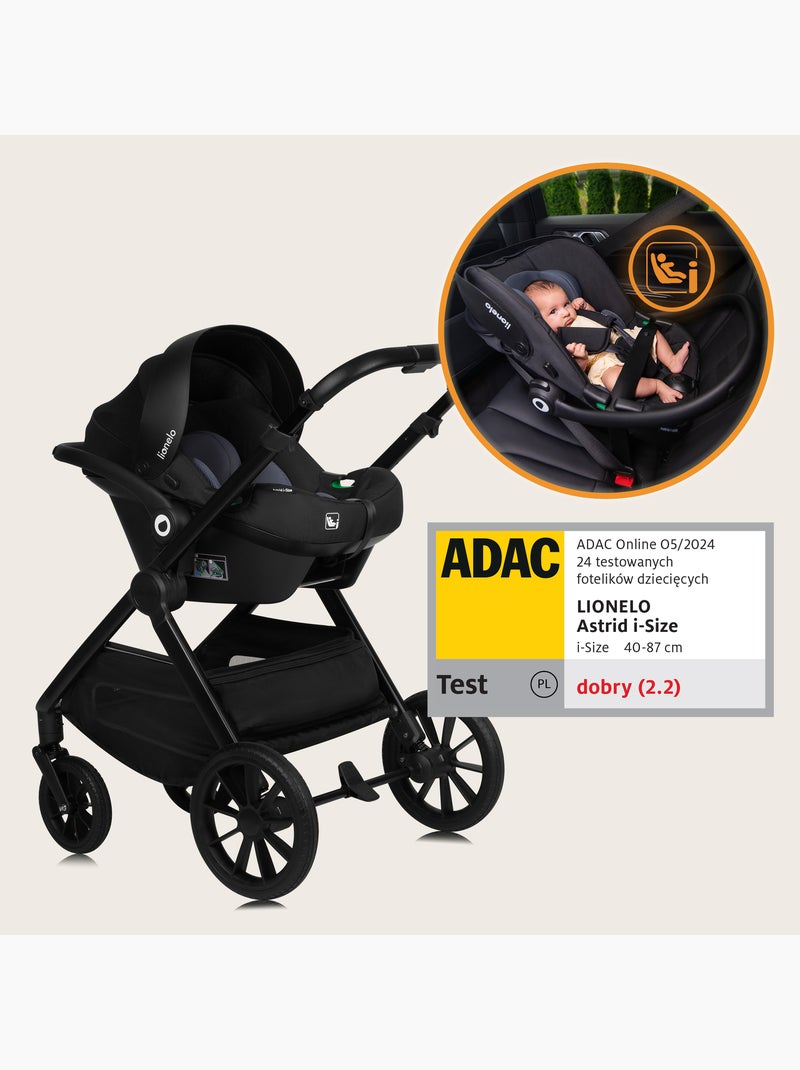 Poussette Trio LIONELO Layla - Jusqu'à 22kg - Pack poussette, Nacelle, Siège auto et Accessoires Noir - Kiabi