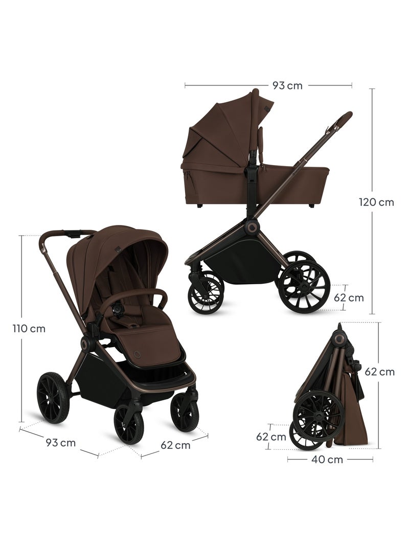 Poussette Trio LIONELO Mika Plus - Jusqu'à 4 ans - Poussette, Nacelle, Siege auto et Accessoires Marron chocolat - Kiabi