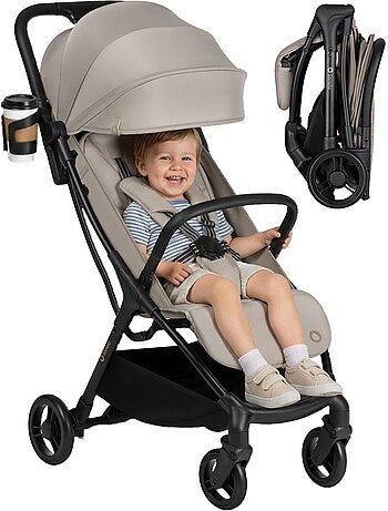 Poussette ultra compacte LIONELO Agia - Lègère - Jusqu'à 4 - Grand panier - Pliage rapide
