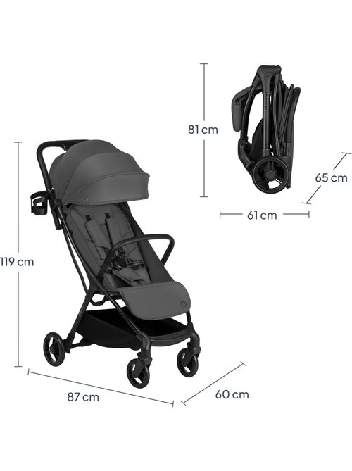 Poussette ultra compacte LIONELO Agia - Lègère - Jusqu'à 4 - Grand panier - Pliage rapide - Kiabi