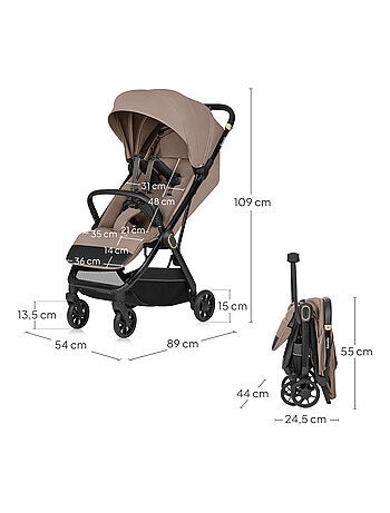 Poussette Ultra-compacte LIONELO Bess - Compatible avion - Léger - Pliage rapide