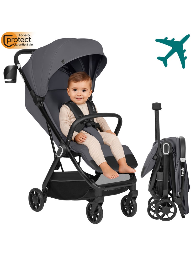 Poussette Ultra-compacte LIONELO Bess - Compatible avion - Léger - Pliage rapide Gris - Kiabi