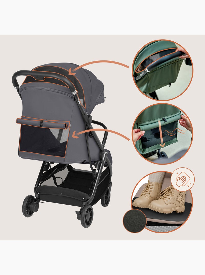 Poussette Ultra-compacte LIONELO Bess - Compatible avion - Léger - Pliage rapide Gris - Kiabi