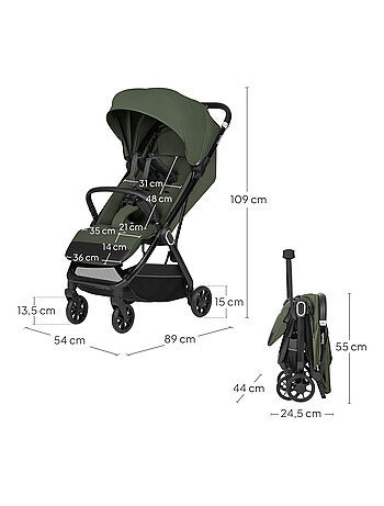 Poussette Ultra-compacte LIONELO Bess - Compatible avion - Léger - Pliage rapide