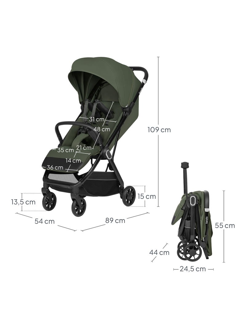 Poussette Ultra-compacte LIONELO Bess - Compatible avion - Léger - Pliage rapide Vert - Kiabi