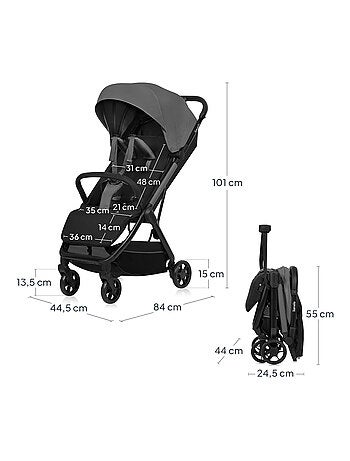 Poussette Ultra-compacte LIONELO Julie Air - Compatible avion - Léger - Pliage rapide
