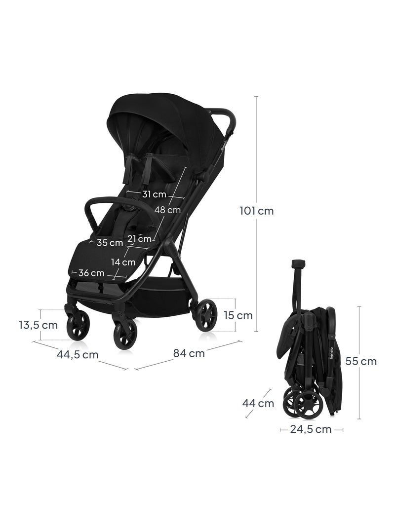 Poussette Ultra-compacte LIONELO Julie Air - Compatible avion - Léger - Pliage rapide Noir - Kiabi