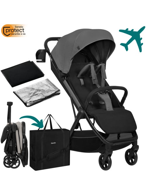 Poussette Ultra-compacte LIONELO Julie Air - Léger - Moustiquaire - Habillage pluie - Sac - Kiabi
