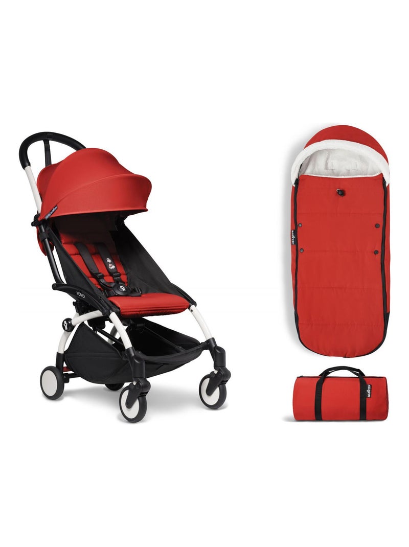 Poussette YOYO² 6+ chancelière Rouge - cadre blanc Rouge - Kiabi