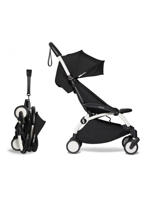 Poussette YOYO² 6+ Noir, repose-pieds - cadre blanc - Kiabi