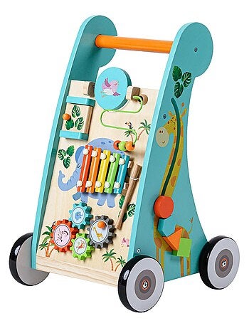 Pousseur trotteur en bois apprentissage de la marche bébé enfant Bleu Teamson Kids PS-T0008
