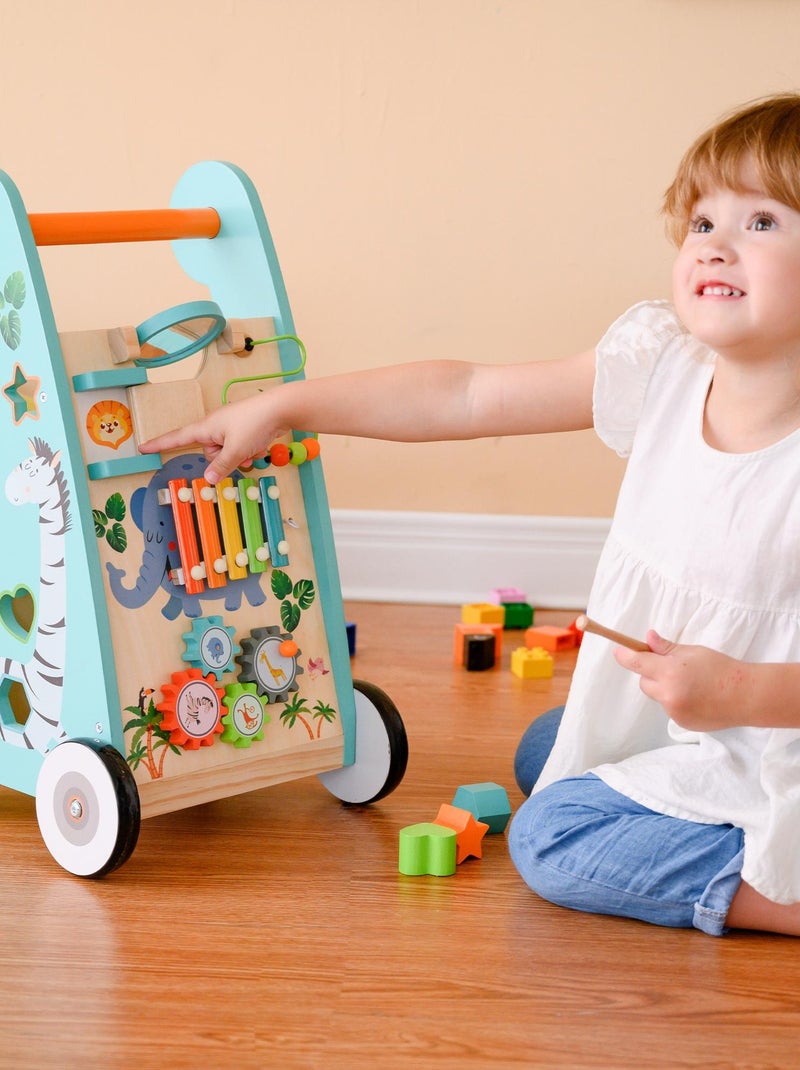 Pousseur trotteur en bois apprentissage de la marche bébé enfant Bleu Teamson Kids PS-T0008 Bleu - Kiabi