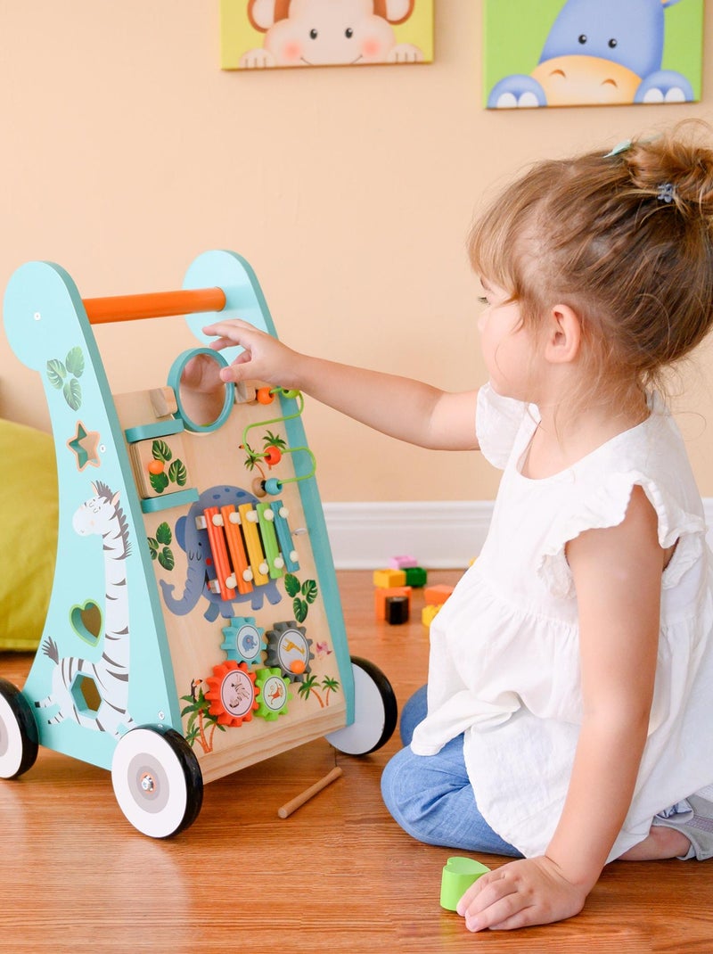 Pousseur trotteur en bois apprentissage de la marche bébé enfant Bleu Teamson Kids PS-T0008 Bleu - Kiabi
